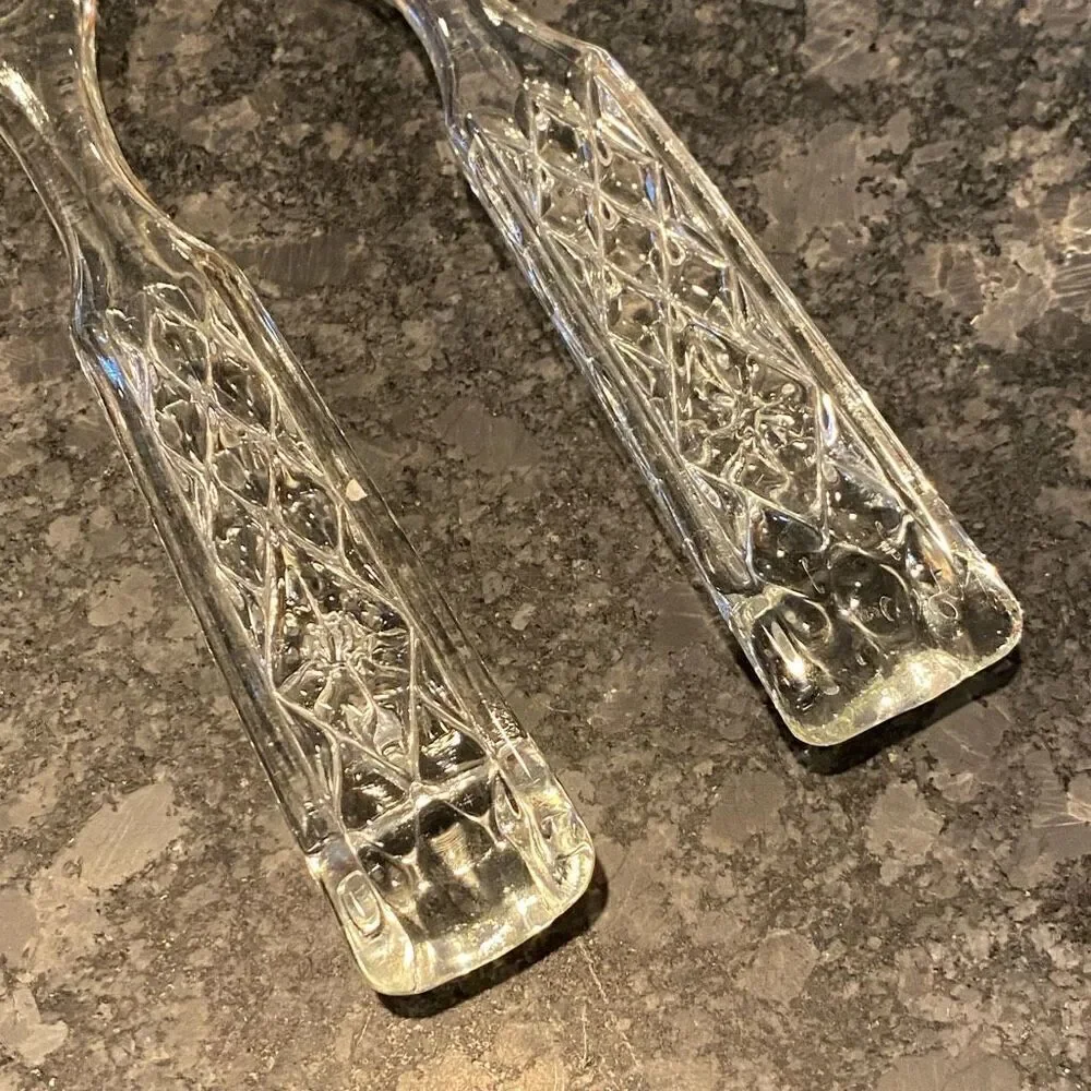 Vintage Crystal Salad Fork & Spoon Wexford By Anchor Hocking